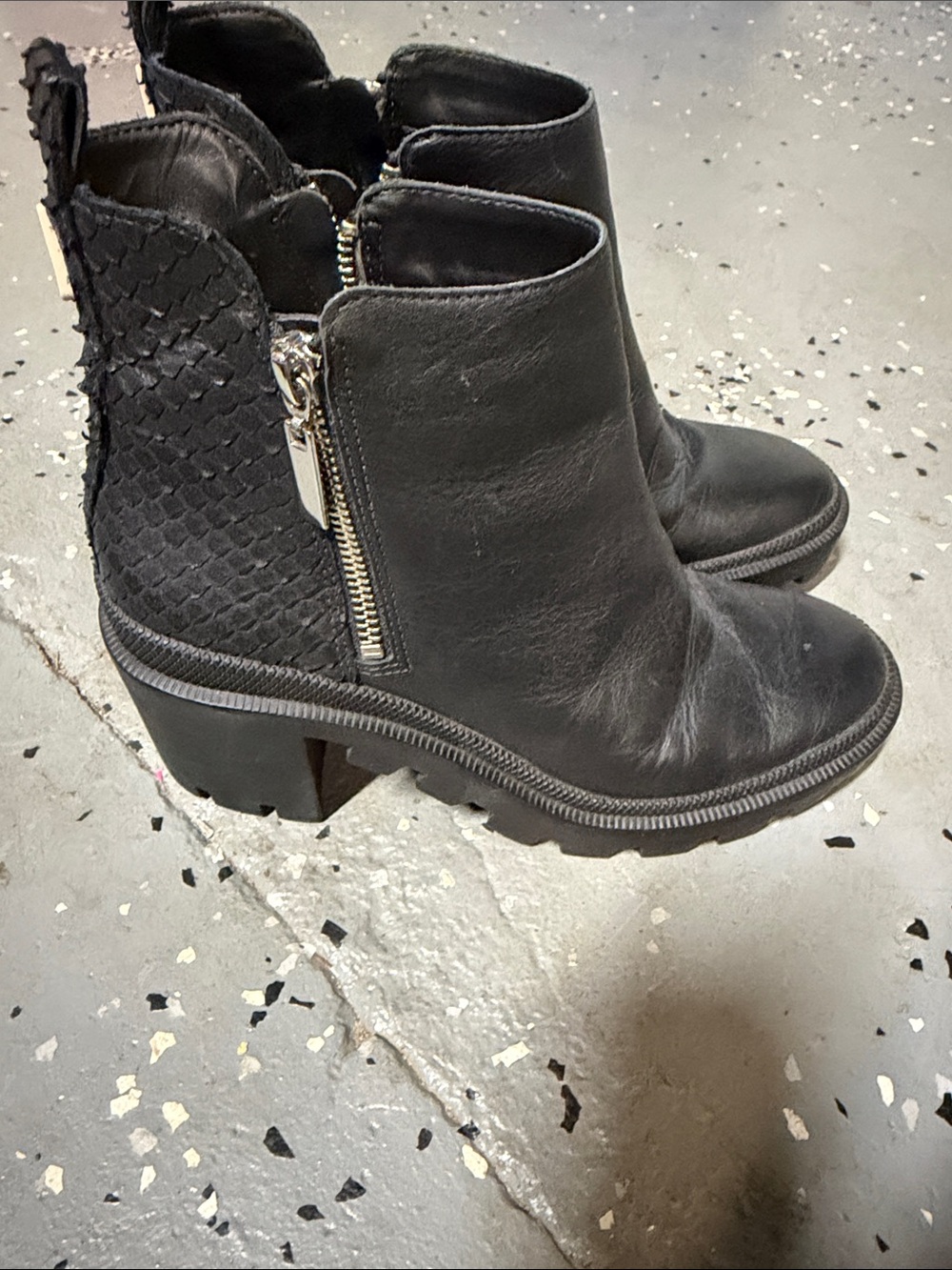 Gianni Bini Black Leather Ankle Booties with Side Zip